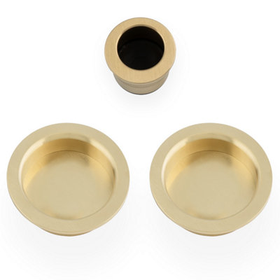 Alexander & Wilks Sliding door pull kit-Satin Brass PVD