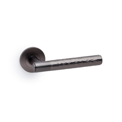 Alexander & Wilks Spitfire Hammered Lever on Round Rose - Dark Bronze