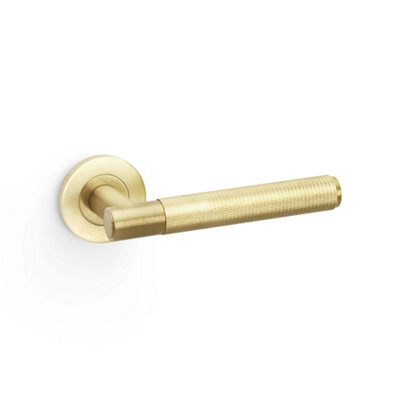 Alexander & Wilks Spitfire Knurled Lever on Round Rose - Satin Brass PVD