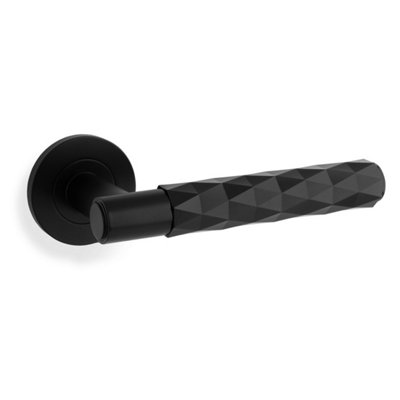 Alexander & Wilks Spitfire Lever Diamond Cut On 50X6mm Rose - Black