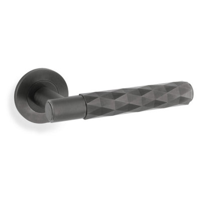 Alexander & Wilks Spitfire Lever Diamond Cut On 50X6mm Rose - Dark Bronze Pvd