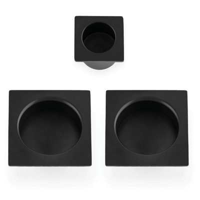 Alexander & Wilks Square sliding door pull kit-Black