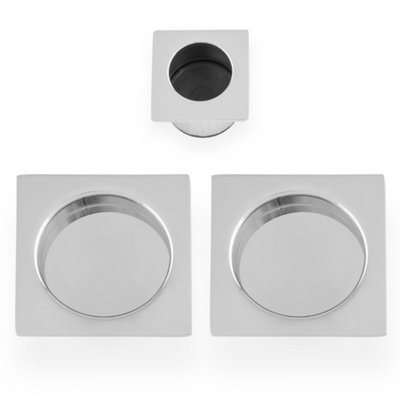 Alexander & Wilks Square sliding door pull kit-Polished Chrome