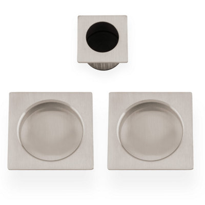 Alexander & Wilks Square sliding door pull kit-Satin Nickel