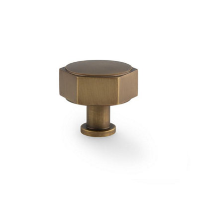 Alexander & Wilks Vesper Hex Cabinet Knob - Antique Brass