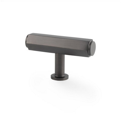Alexander & Wilks Vesper Hex T-Bar Cabinet Knob - Dark Bronze - 55mm