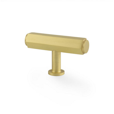 Alexander & Wilks Vesper Hex T-Bar Cabinet Knob - Satin Brass - 55mm