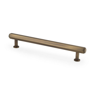 Alexander & Wilks Vesper Hex T-Bar Cabinet Pull-Antique Brass-160mm C/C