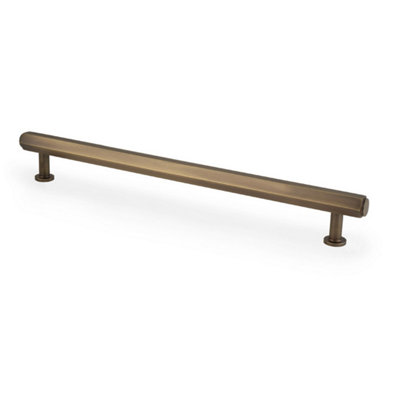 Alexander & Wilks Vesper Hex T-Bar Cabinet Pull-Antique Brass-224mm C/C