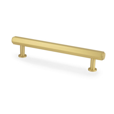 Alexander & Wilks Vesper Hex T-Bar Cabinet Pull-Satin Brass - 128mm C/C