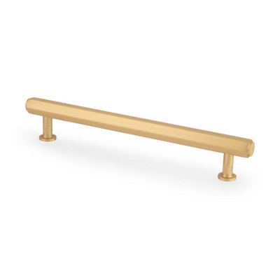 Alexander & Wilks Vesper Hex T-Bar Cabinet Pull-Satin Brass-160mm C/C