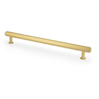 Alexander & Wilks Vesper Hex T-Bar Cabinet Pull-Satin Brass-224mm C/C