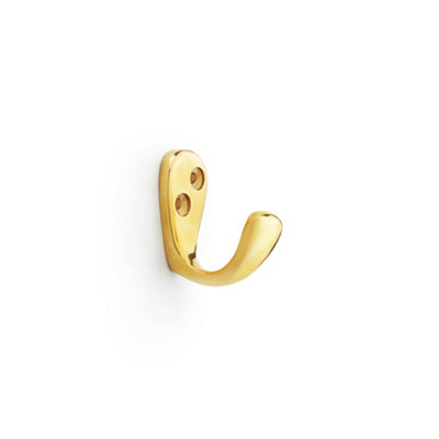 Alexander & Wilks Victorian Single Robe Hook - Polished Brass Unlacquered