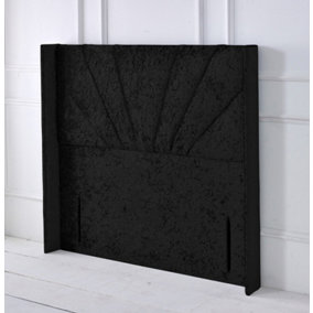 Alexander Winged Crushed Velvet 3ft Single 50" Floor Standing Headboard - Black
