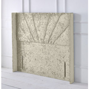 Alexander Winged Crushed Velvet 4ft Small Double 50" Floor Standing Headboard - Cream