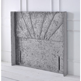 Alexander Winged Crushed Velvet 4ft Small Double 50" Floor Standing Headboard - Grey