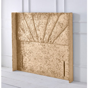 Alexander Winged Crushed Velvet 4ft6 Double 50" Floor Standing Headboard - Gold