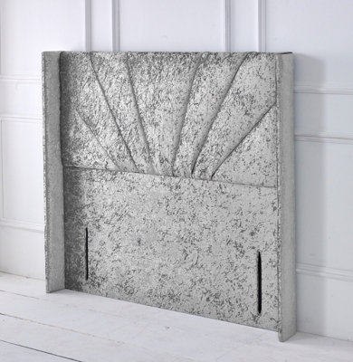 Alexander Winged Crushed Velvet 4ft6 Double 50" Floor Standing Headboard - Silver