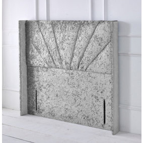 Alexander Winged Crushed Velvet 4ft6 Double 50" Floor Standing Headboard - Silver