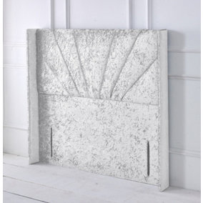 Alexander Winged Crushed Velvet 5ft Kingsize 50" Floor Standing Headboard - White