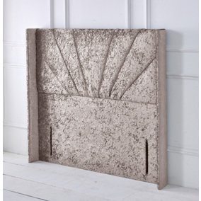 Alexander Winged Crushed Velvet 6ft Super King 50" Floor Standing Headboard - Champagne