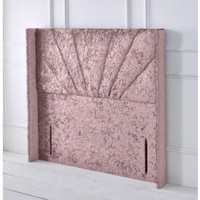 Alexander Winged Crushed Velvet 6ft Super King 50" Floor Standing Headboard - Pink