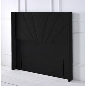 Alexander Winged Plush Velvet 3ft Single 50" Floor Standing Headboard - Black