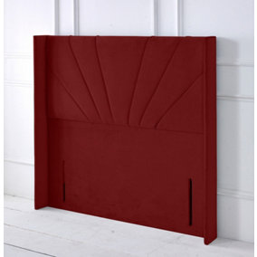 Alexander Winged Plush Velvet 3ft Single 50" Floor Standing Headboard - Burgundy