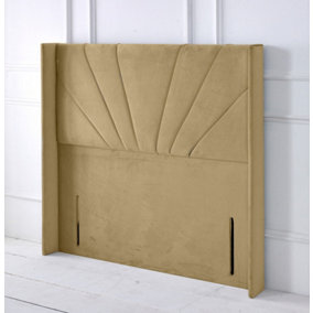 Alexander Winged Plush Velvet 4ft Small Double 50" Floor Standing Headboard - Coffee