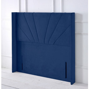 Alexander Winged Plush Velvet 4ft6 Double 50" Floor Standing Headboard - Blue