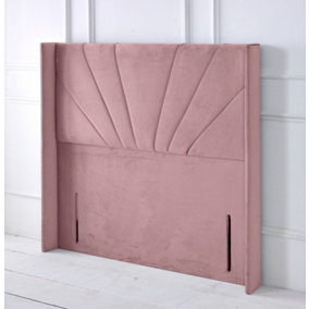 Alexander Winged Plush Velvet 4ft6 Double 50" Floor Standing Headboard - Pink
