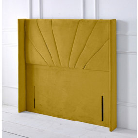 Alexander Winged Plush Velvet 4ft6 Double 50" Floor Standing Headboard - Turmeric