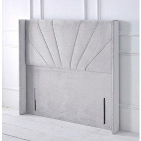Alexander Winged Plush Velvet 5ft Kingsize 50" Floor Standing Headboard - Silver