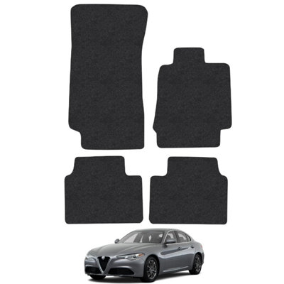 Alfa Romeo Giulia 2016-Onwards Car Floor Mats Carpet Tailored Fit 4pcs Set Black