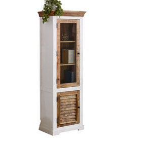 Alfie Bookcase/Display Cabinet - 3 Shelves & 1 Doors - Mango Wood - L40 x W60 x H175 cm