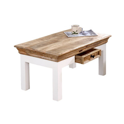 Alfie Coffee Table with Drawer - Mango Wood - L50 x W85 x H40 cm
