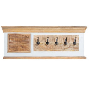 Alfie Hook/Coat Hanger Wall - Mango Wood - L16 x W110 x H40 cm
