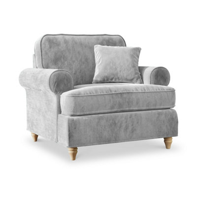 Alfie Ice Grey Armchair for Living Room - Fully Assembled By Roseland Furniture