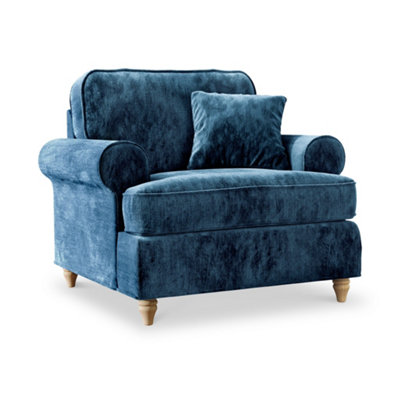 Alfie Navy Blue Armchair for Living Room - Fully Assembled By Roseland Furniture