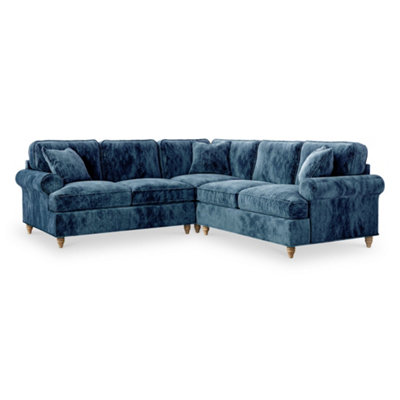 Alfie Navy Blue Large 2x2 Corner Sofa for Living Room - Fully