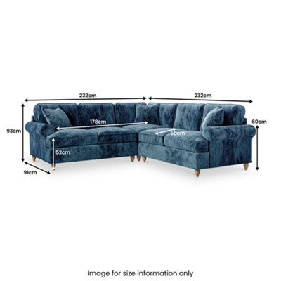 Alfie Navy Blue Large 2x2 Corner Sofa for Living Room - Fully
