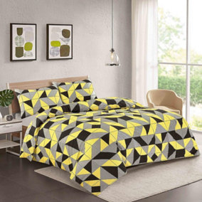 Alfie Squares Triangle Geometric Multi Colour Reversible Printed Easy Care Duvet Cover Bedding Set