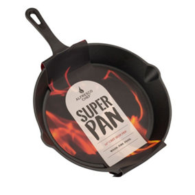 Alfresco Chef 10" Cast Iron Pan for Searing, Frying or Roasting - Ideal for use in an Outdoor Oven, Open Campfire or Oven
