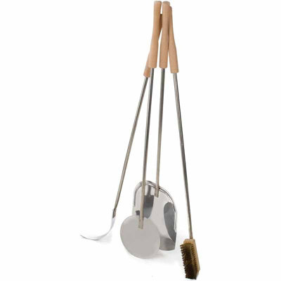 Alfresco Chef 4-Piece 120cms Peel Set - Pizza Peel, Turning Peel, Brush and Ember Rake