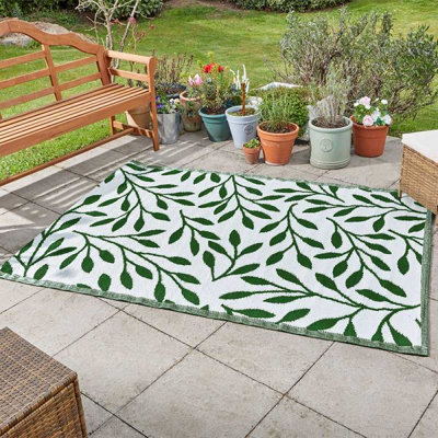 Alfresco Outdoor Garden Rug - Green Leaves 210cm