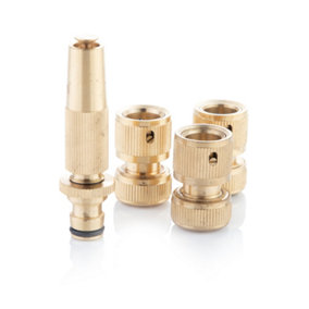 Alfresia Brass Hose Connectors - Universal Hose Pipe Connector, Set of 4