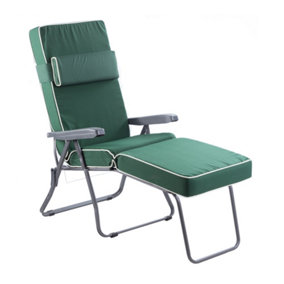 Alfresia Garden Sun Lounger - Charcoal Frame with Green Luxury Cushion