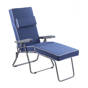 Alfresia Garden Sun Lounger - Charcoal Frame with Navy Blue Luxury Cushion