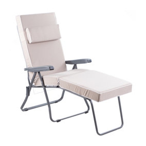 Alfresia Garden Sun Lounger - Charcoal Frame with Taupe Luxury Cushion