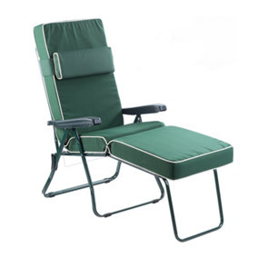 Alfresia Garden Sun Lounger - Green Frame with Green Luxury Cushion